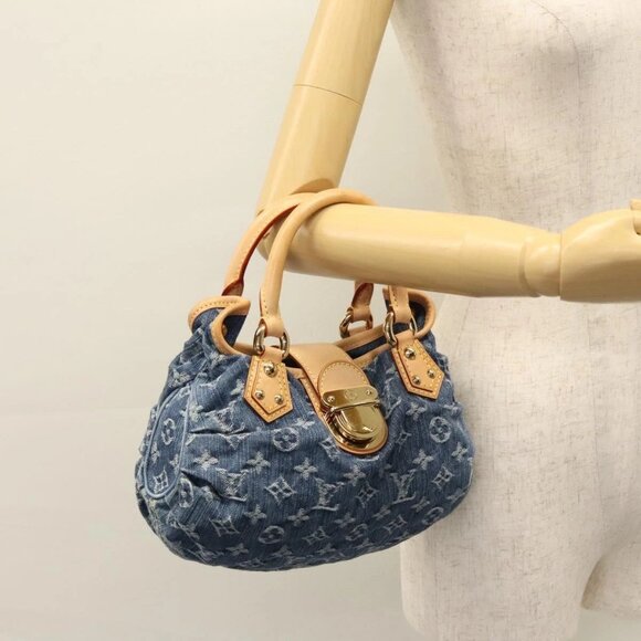 LOUIS VUITTON Monogram denim Preity Hand Bag Blue - Picture 1 of 15